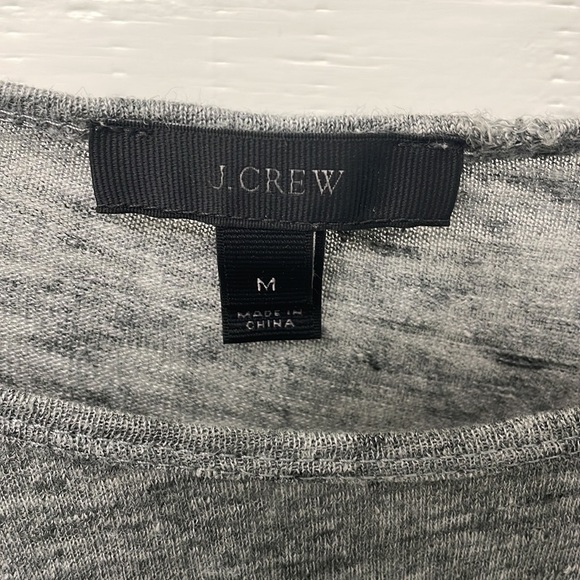 j Crew grey ruffle sleeve top - Picture 2 of 2